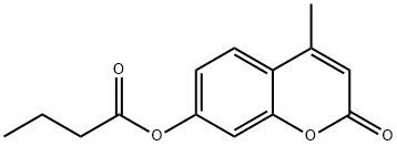 ブタン酸4-メチル-2-オキソ-2H-1-ベンゾピラン-7-イル 化学構造式