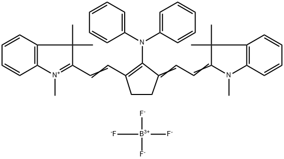 2-((E)-2-(2-(二苯基氨基)-3-[(E)-2-(1,3,3-三甲基-1,3-二氢-2H-吲哚-2-亚基)乙亚基]-1-环戊烯-1-基)乙烯基)-1,3,3-三甲基-3H-吲哚四氟硼酸盐 结构式