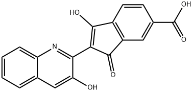 3-hydroxy-2-(3-hydroxy-2-quinolyl)-1-oxo-1H-indene-6-carboxylic acid Struktur