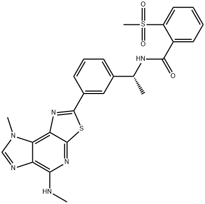 (R)-N-(1-(3-(8-Methyl-5-(methylamino)-8H-imidazo[4,5-d]thiazolo[5,4-b]pyridin-2-yl)phenyl)ethy Structure