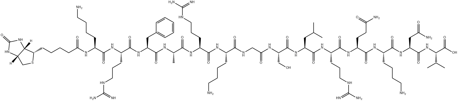 K(BIOTIN)-RFARKGSLRQKNV|LYS(BIOTIN)-ARG-PHE-ALA-ARG-LYS-GLY-SER-LEU-ARG-GLN-LYS-ASN-VAL