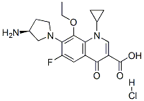 7-((S)-3-Amino-1-pyrrolidinyl)-8-ethoxy-1-cyclopropyl-6-fluoro-1,4-dih ydro-4-oxoquinoline-3-carboxylic acid hydrochloride Struktur