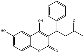 3-(3-オキソ-1-フェニルブチル)-4,6-ジヒドロキシ-2H-1-ベンゾピラン-2-オン 化学構造式