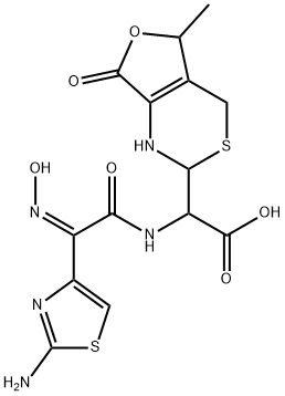 2(R)-2-[(Z)-2-(アミノチアゾール-4-イル)-2-(ヒドロキシイミノ)アセトアミド)]-2-[(2RS,5RS)-5-メチル-7-オキソ-2,4,5,7-テトラヒドロ-1H-フロ[3,4-D][1,3]チアジン-2-イル]酢酸 (MIXTURE OF 4 化学構造式