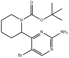 2-(2-氨基-5-溴嘧啶-4-基)哌啶-1-甲酸叔丁酯,1785763-43-0,结构式