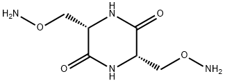 (3S,6S)-3,6-ビス[(アミノオキシ)メチル]-2,5-ピペラジンジオン 化学構造式