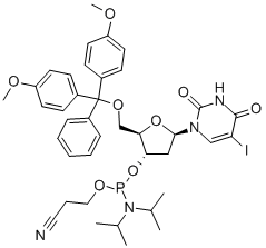 N-blocked-5'-O-DMT 3'-CED iododeoxyuridine phosphoramidite Structure