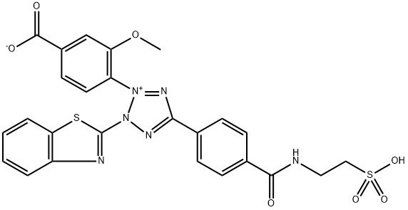 2-Benzothiazolyl-3-(4-carboxy-2-methoxyphenyl)-5-(4-(2-sulfoethylcarbamoyl)phenyl)-2H-tetrazolium Struktur