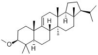(8β,13β,14α,17β,18α,21β)-3α-メトキシ-D:C-フリード-B':A'-ネオガンマセラ-9(11)-エン 化学構造式