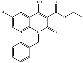 1-ベンジル-6-クロロ-4-ヒドロキシ-2-オキソ-1,2-ジヒドロ[1,8]ナフチリジン-3-カルボン酸エチル 化学構造式
