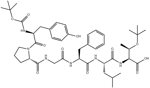 tert-butyloxycarbonyl-tyrosyl-prolyl-glycyl-phenylalanyl-leucyl-(O-tert-butyl)threonine Struktur