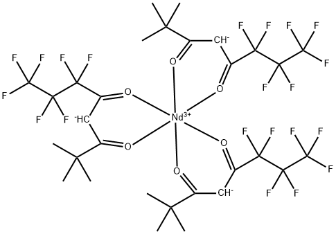 三(6,6,7,7,8,8,8-七氟-2,2-二甲基-3,5-辛二酮)钕(III), 17978-76-6, 结构式