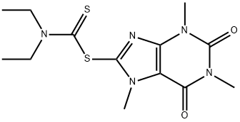 Carbamodithioic acid, diethyl-, 2,3,6,7-tetrahydro-2,6-dioxo-1,3,7-tri methyl-1H-purin-8-yl ester,180301-42-2,结构式