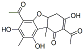 2,6-Diacetyl-4a,9b-dihydro-3,7,9-trihydroxy-8,9b-dimethyldibenzofuran-1(4H)-one 结构式