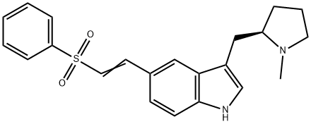 3-[((2R)-1-METHYLPYRROLIDIN-2-YL)METHYL]-5-[(E)-2-(PHENYLSULFONYL)VINYL]INDOLE 化学構造式
