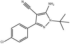 5-AMINO-1-(TERT-BUTYL)-3-(4-CHLOROPHENYL)-1H-PYRAZOLE-4-CARBONITRILE 化学構造式