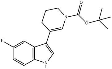 5-fluoro-3-(1-t-butoxycarbonyl-1,2,3,4-tetrahydropyridin-
5-yl)-1H-indole Struktur