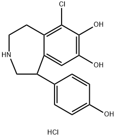 6-氯-1-(4-羟基苯基)-2,3,4,5-四氢-1H-3-苯并氮卓-7,8-二醇盐酸盐, 181217-39-0, 结构式