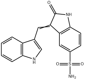 2,3-Dihydro-3-(1H-indol-3-ylmethylene)-2-oxo-1H-indole-5-sulfonamide Structure