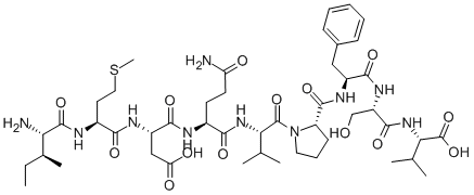 L-异亮氨酰-L-蛋氨酰-L-ALPHA-天冬氨酰-L-谷氨酰胺酰-L-缬氨酰-L-脯氨酰-L-苯丙氨酰-L-丝氨酰-L-缬氨酸,181477-43-0,结构式