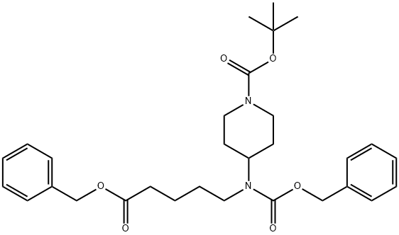 4-[[5-Oxo-5-(phenylmethoxy)pentyl][(phenylmethoxy)carbonyl]amino]-1-piperidinecarboxylic Acid 1,1-Dimethylethyl Ester Structure