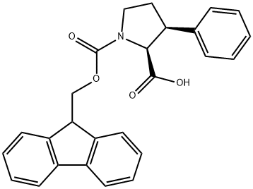 FMOC-顺式-外消旋-3-苯基吡咯烷-2-羧酸 结构式