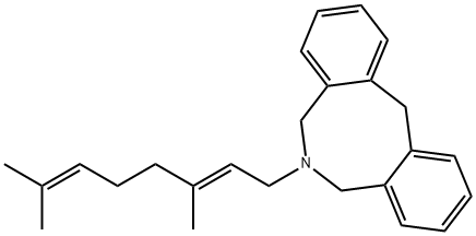6-[(E)-3,7-ジメチル-2,6-オクタジエニル]-5,6,7,12-テトラヒドロジベンゾ[c,f]アゾシン 化学構造式
