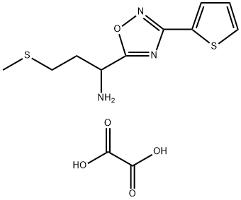3-(Methylthio)-1-(3-(thiophen-2-yl)-1,2,4-oxadiazol-5-yl)propan-1-amine oxalate Struktur