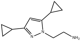 2-(3,5-DICYCLOPROPYL-1H-PYRAZOL-1-YL)ETHAN-1-AMINE, 1820741-02-3, 结构式