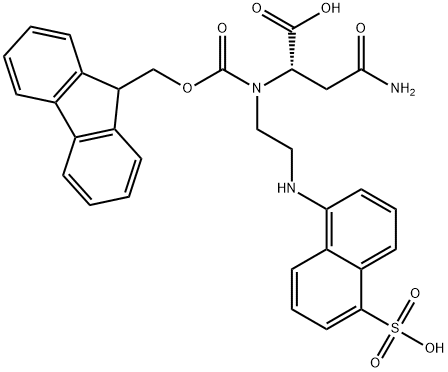 N2-[芴甲氧羰基]-N-[2-[(5-磺基-1-萘基)氨基]乙基]-L-天冬氨酰胺, 182253-73-2, 结构式