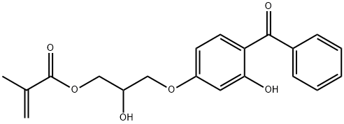 メタクリル酸3-(4-ベンゾイル-3-ヒドロキシフェノキシ)-2-ヒドロキシプロピル 化学構造式