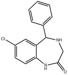7-Chloro-1,3,4,5-tetrahydro-5-phenyl-2H-1,4-benzodiazepin-2-one Struktur