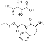 (3S)-3-氨基-2,3,4,5-四氢-2-氧代-1H-1-苯并氮杂卓-1-乙酸叔丁酯L-(+酒石酸盐(1:1), 182561-27-9, 结构式