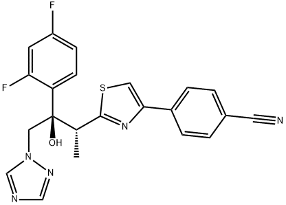 4-[2-[(2R,3R)-3-(2,4-difluorophenyl)-3-hydroxy-4-(1,2,4-triazol-1-yl)b utan-2-yl]-1,3-thiazol-4-yl]benzonitrile Structure