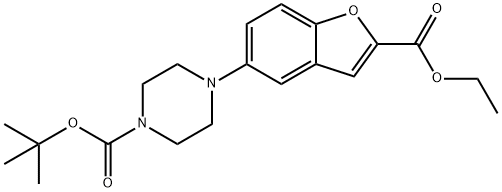 4-(2-(エトキシカルボニル)ベンゾフラン-5-イル)ピペラジン-1-カルボン酸TERT-ブチル 化学構造式