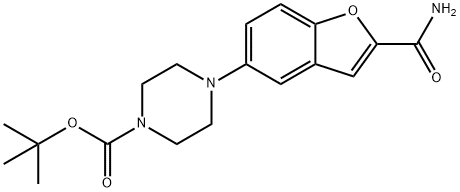 5-(4-tert-Butoxycarbonyl-2-piperazinyl)benzofuran-2-carboxaMide Structure