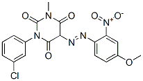 1-(3-クロロフェニル)-5-[(4-メトキシ-2-ニトロフェニル)アゾ]-3-メチル-2,4,6(1H,3H,5H)-ピリミジントリオン 化学構造式