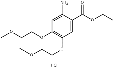 2-氨基-4,5-双(2-甲氧基乙氧基)苯甲酸乙酯盐酸盐, 183322-17-0, 结构式