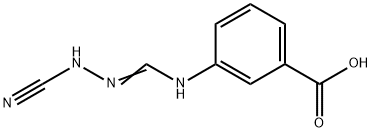 Benzoic acid, 3-[[(cyanoamino)iminomethyl]amino]- (9CI) Structure