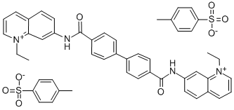 7,7'-(4,4'-Biphenylylenebis(carbonylimino))bis(1-ethylquinolinium) di-p-toluenesulfonate Structure