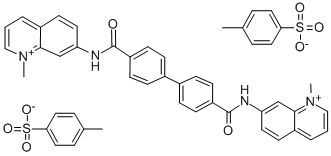 7,7'-(p,p'-Biphenylylenebis(carbonylimino))bis(1-methylquinolinium) ditosylate Structure
