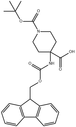 4-(9H-FLUOREN-9-YLMETHOXYCARBONYLAMINO)-PIPERIDINE-1,4-DICARBOXYLIC ACID MONO-TERT-BUTYL ESTER Struktur