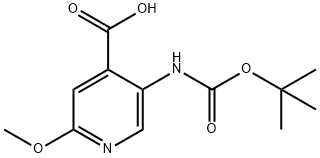 5-(TERT-ブトキシカルボニルアミノ)-2-メトキシピリジン-4-カルボン酸 化学構造式