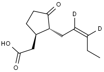 (±)-ジャスモン酸-9,10-d2, 約96atom%D (200μg/mlアセトニトリル溶液) 化学構造式