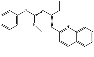Quinolinium, 1-methyl-2-(2-((3-methyl-2(3H)-benzothiazolylidene)methyl )-1-butenyl)-, iodide Structure