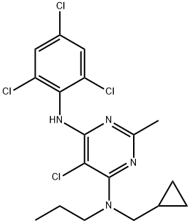 5-CHLORO-N-(CYCLOPROPYLMETHYL)-2-METHYL-N-PROPYL-N'-(2,4,6-TRICHLOROPHENYL)-4,6-PYRIMIDINEDIAMINE HYDROCHLORIDE Structure