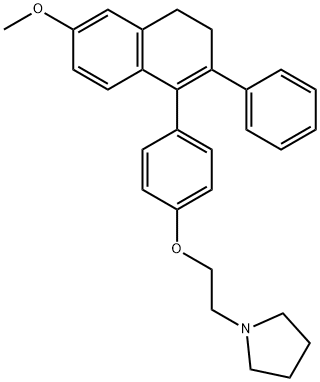 1-[2-[p-(3,4-ジヒドロ-6-メトキシ-2-フェニルナフタレン-1-イル)フェノキシ]エチル]ピロリジン 化学構造式