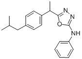 2-[1-(4-イソブチルフェニル)エチル]-5-(フェニルアミノ)-1,3,4-オキサジアゾール 化学構造式