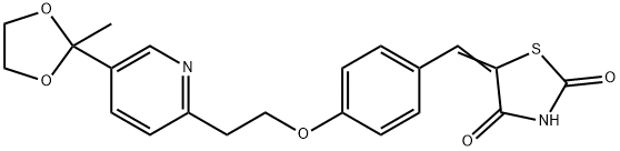 5-[4-[2-[5-(2-メチル-1,3-ジオキソラン-2-イル)-2-ピリジル]エトキシ]ベンジリデン]-2,4-チアゾリジンジオン 化学構造式