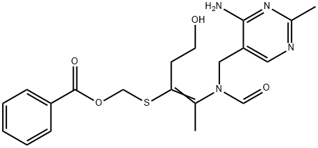 4-[(4-amino-2-methyl-5-pyrimidinylmethyl)(formyl)amino]-3-(2-hydroxyethyl)-2-thiapent-3-enyl benzoate  Struktur
